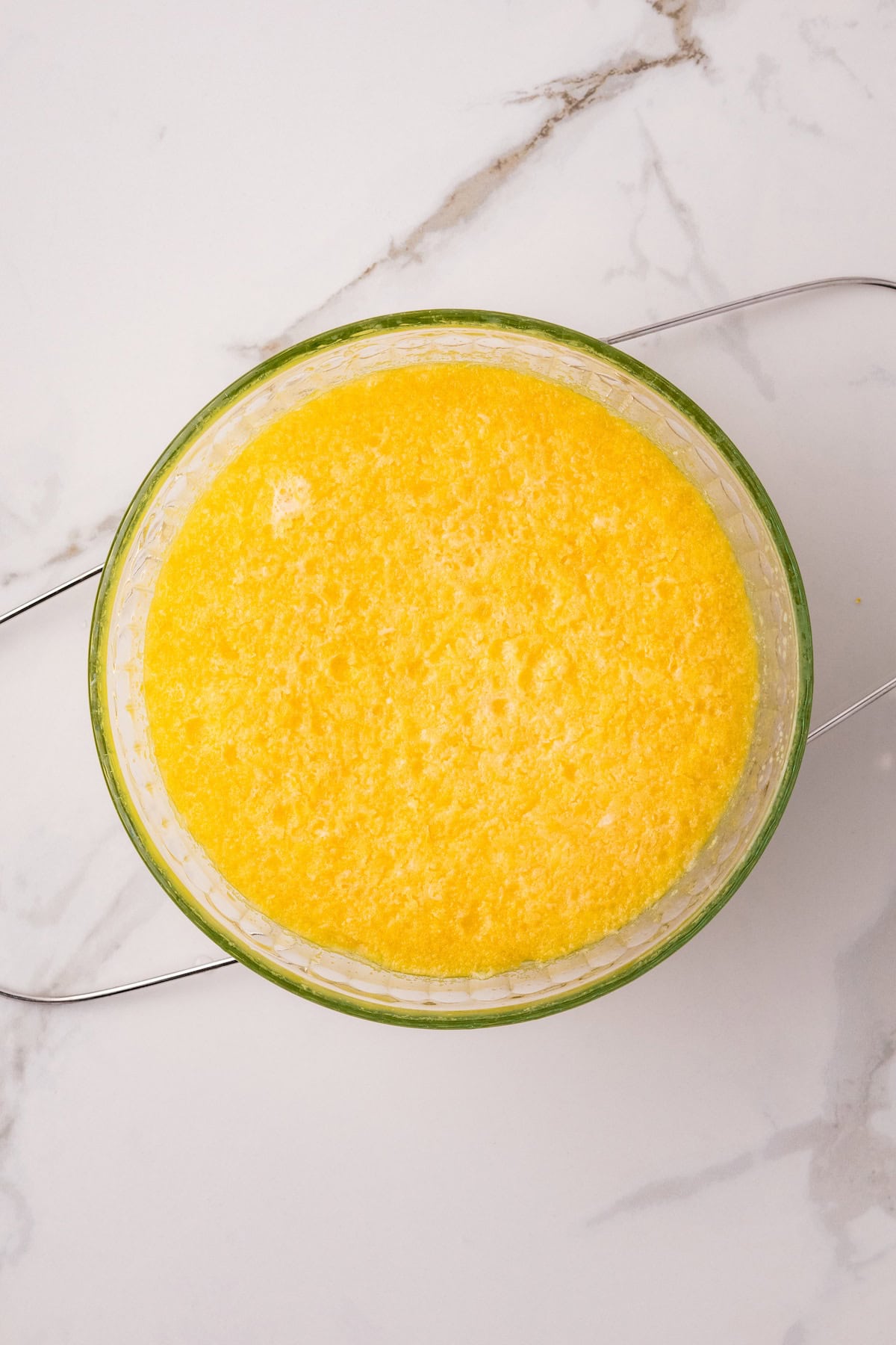 Cooked lemon curd mixture after pressure cooking in the Instant Pot before blending.